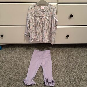 Stitchy Fish - purple floral ruffle leggings set